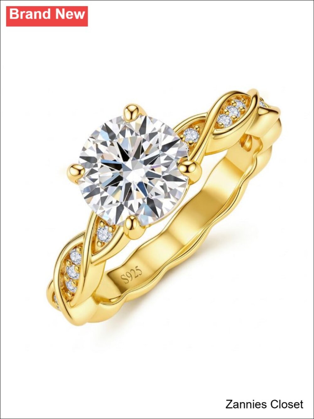 💍 1.5CT Round Cut Moissanite Engagement Ring Hidden Halo Twisted Band
